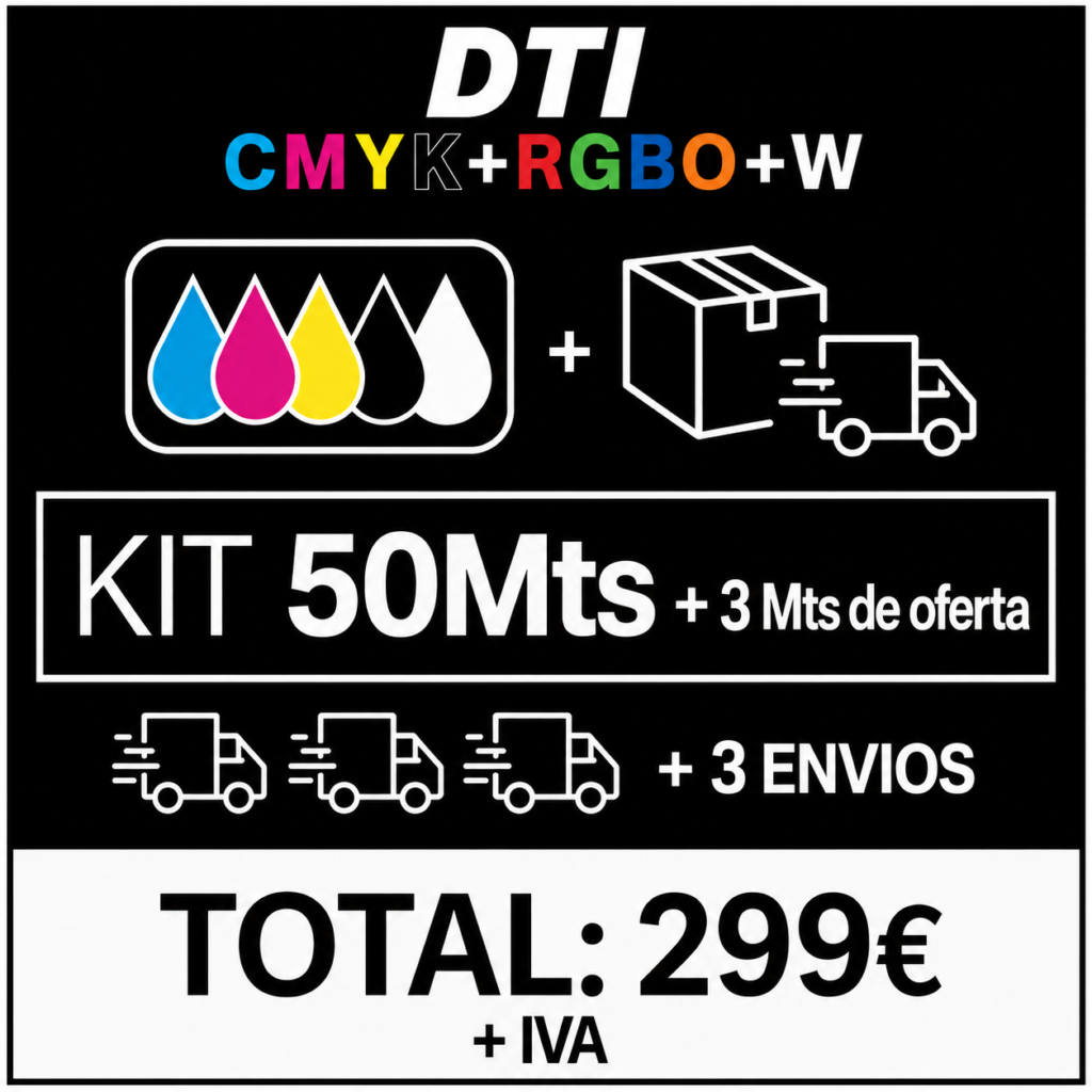 Kit black de 50Mts de impresión + 3 Mts de regalo + 3 envios